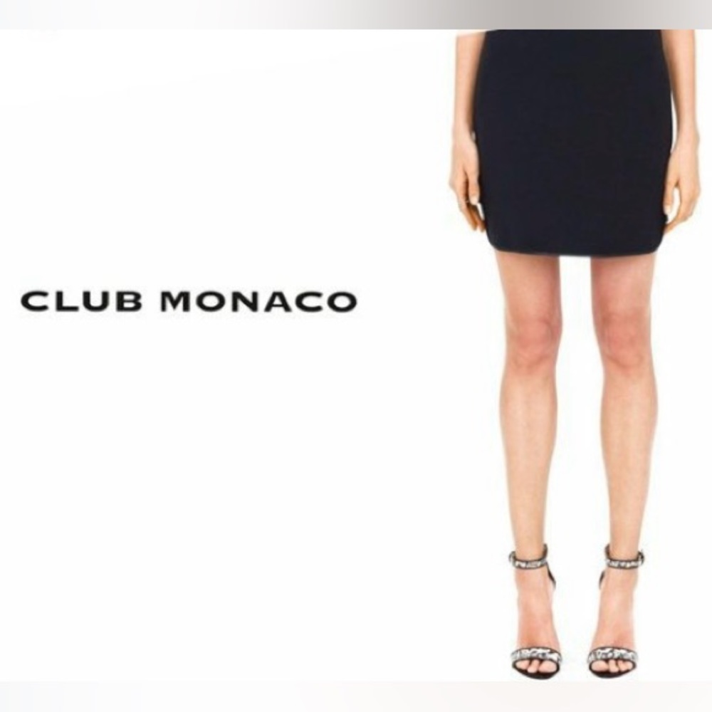 - Club Monaco Genuine Lamb Leather Trim Skirt-Black -Sz4 -EUC -Subtle hi…